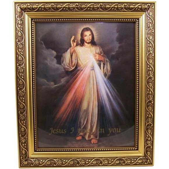 Other - The Divine Mercy Framed Portrait Print, 13 Inch (Ornate Gold Tone Finish Frame)